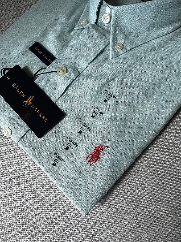 Camisa Manga Curta RL Linho - Verde Água small pony Rosa