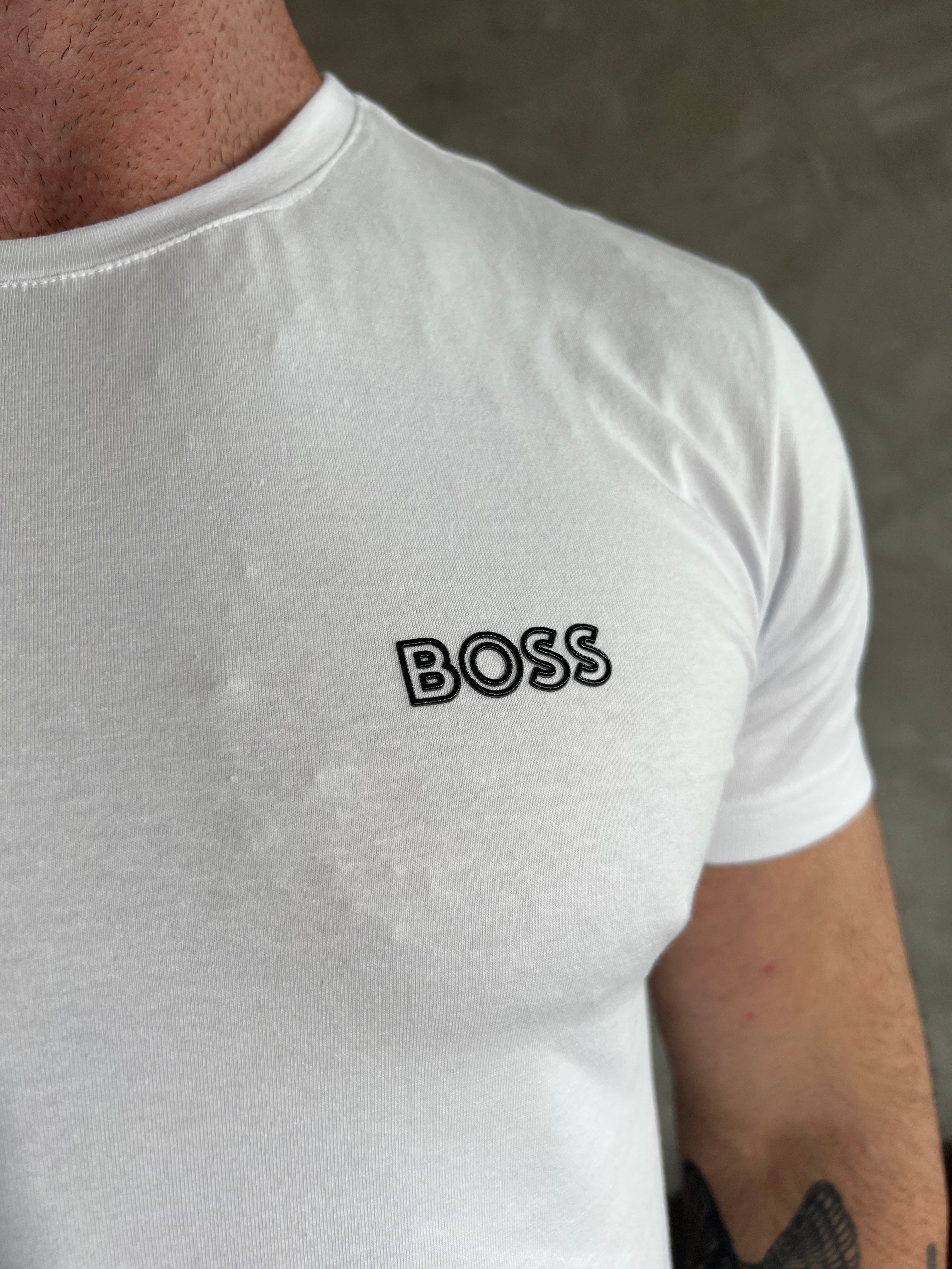 Camiseta Hugo Boss Estampa de Logo - Branca