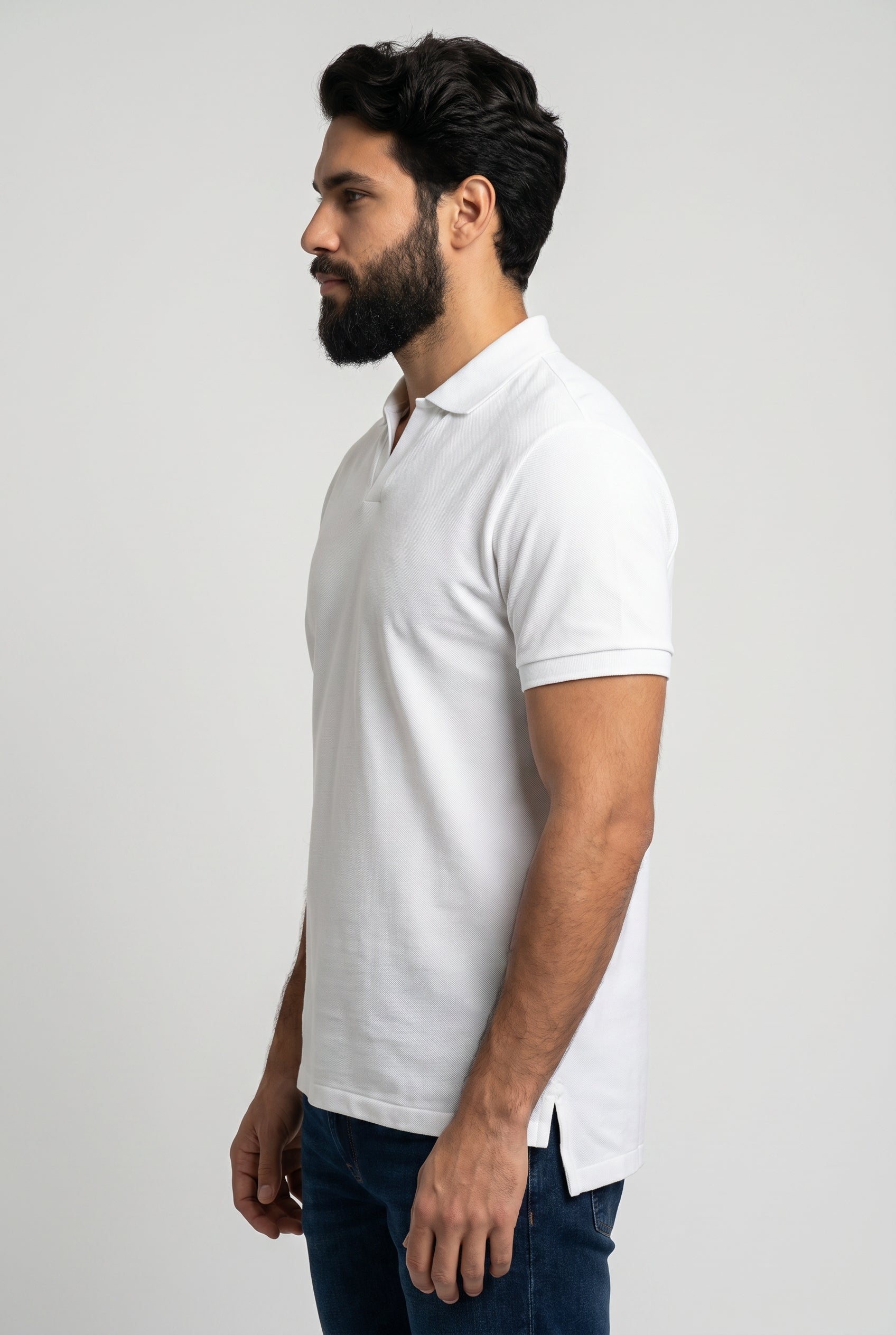 Camisa Gola Polo RL Monochrome V-Neck - Off Whiteo
