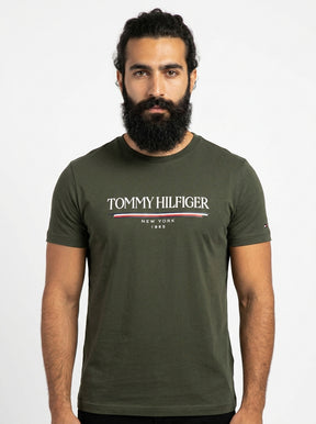 Camiseta TH Old School Stripe Brand - Verde Musgo