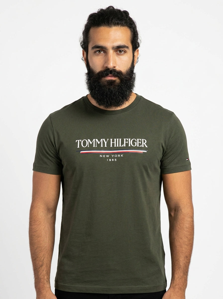 Camiseta TH Old School Stripe Brand - Verde Musgo