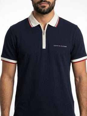 Camisa Gola Polo TH Essence Striped Zip - Azul Marinho