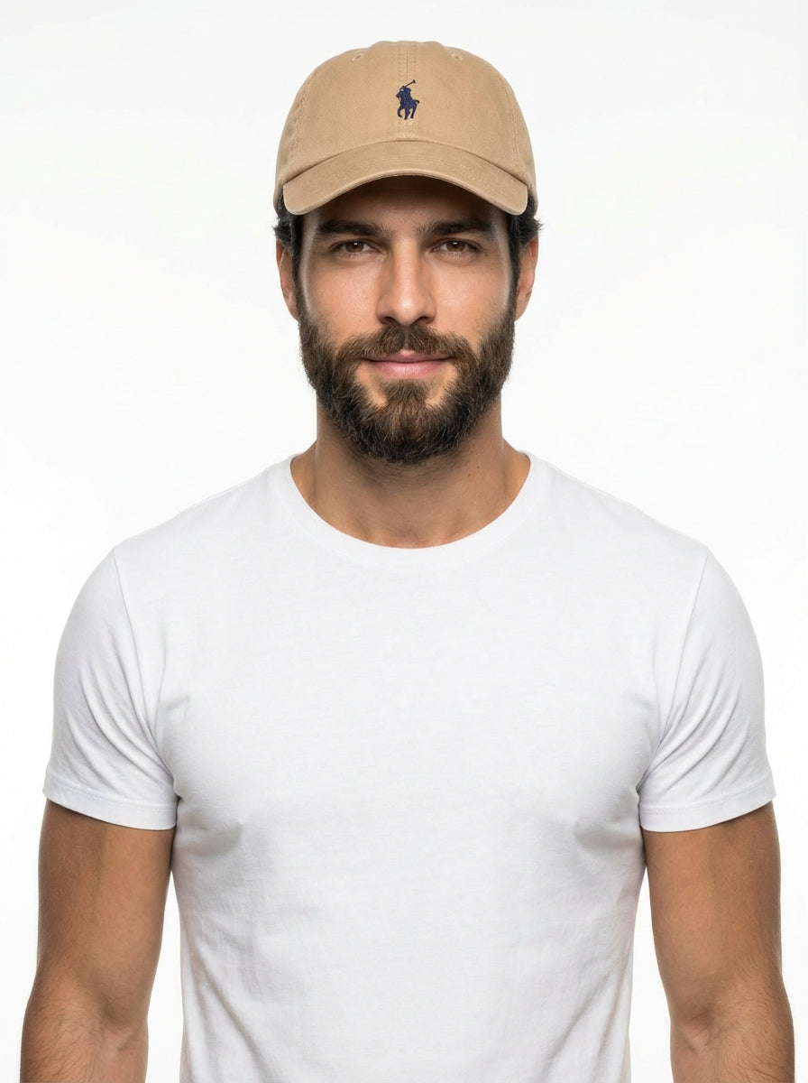 Boné Polo RL Classic - Cáqui Small Pony Azul Marinho