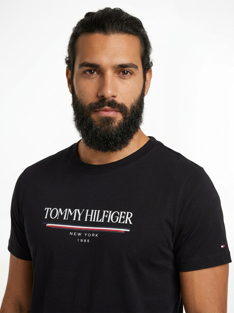 Camiseta TH Old School Stripe Brand - Preta