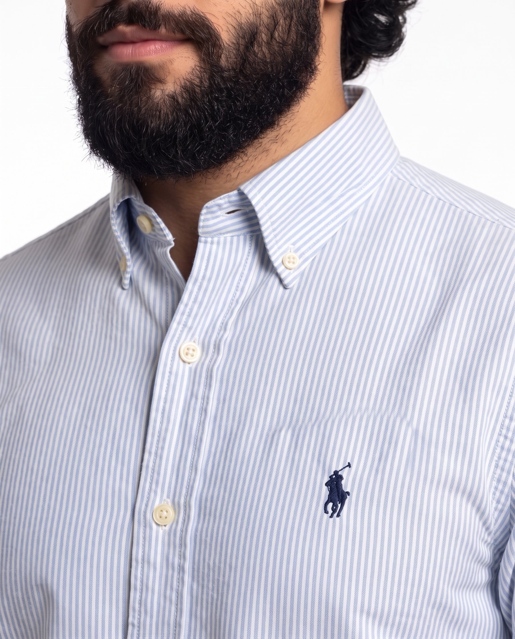 Camisa RL Manga Longa - Harrogate Streak Listrada Azul