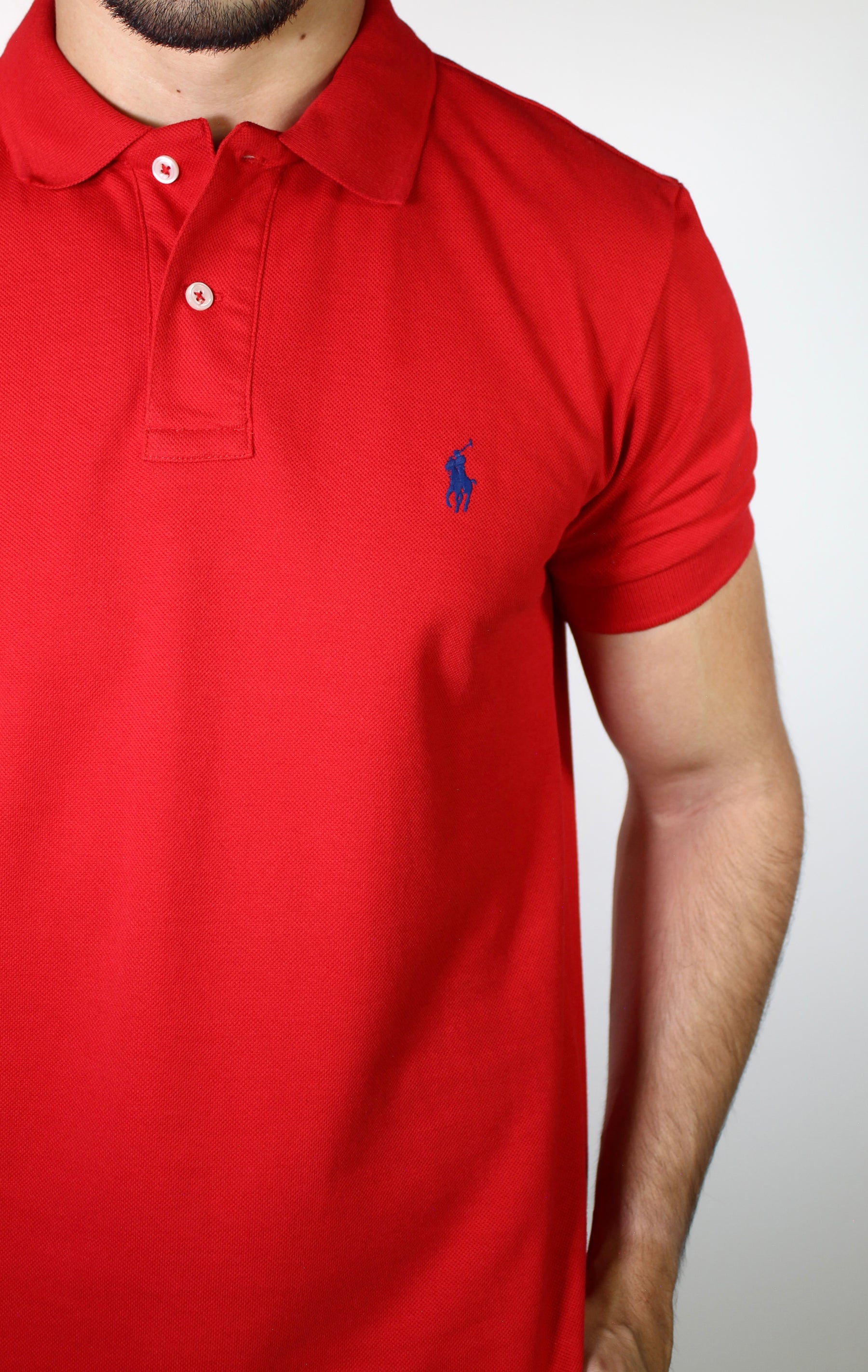 Camisa Gola Polo RL - Vermelha Small Pony Azul Royal