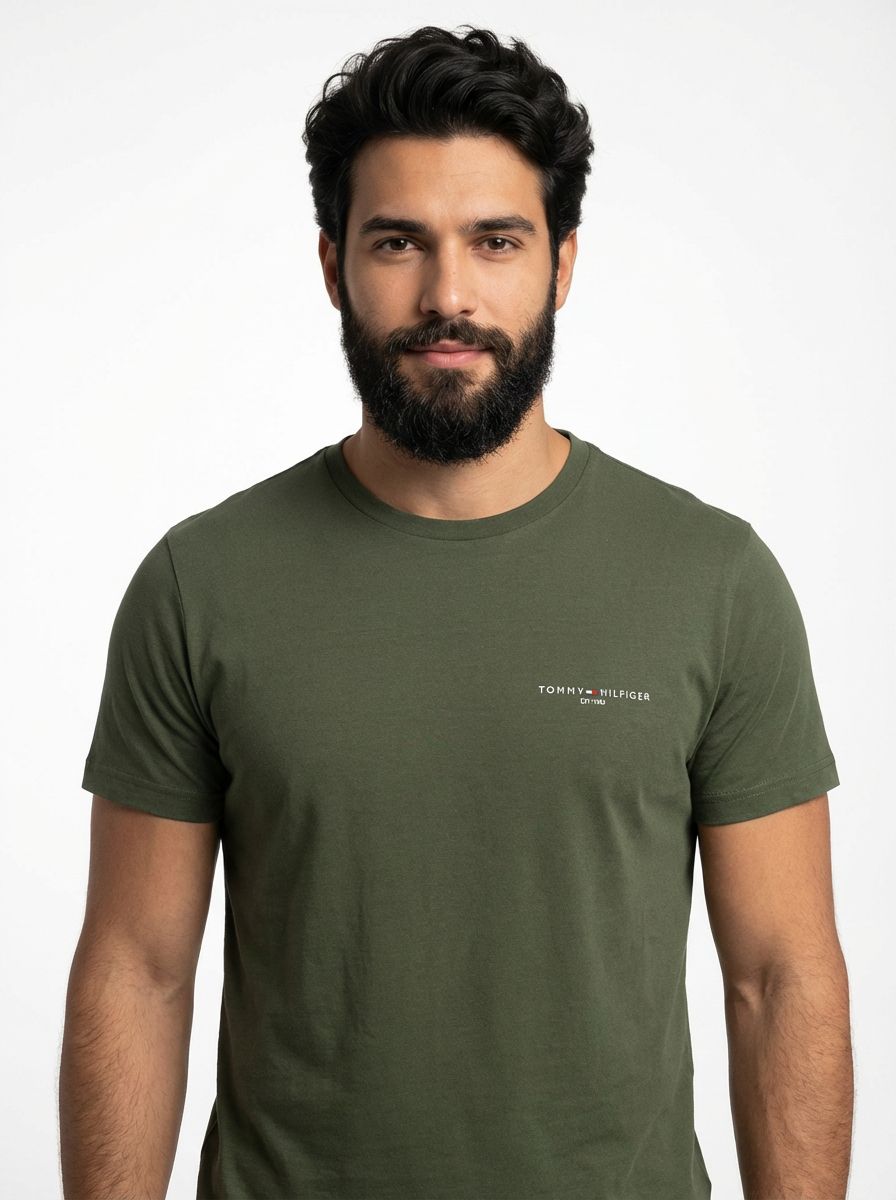 Camiseta TH Side Logo Flag Est. 1985 - Verde Musgo