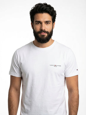 Camiseta TH Side Logo Flag Est. 1985 - Branca