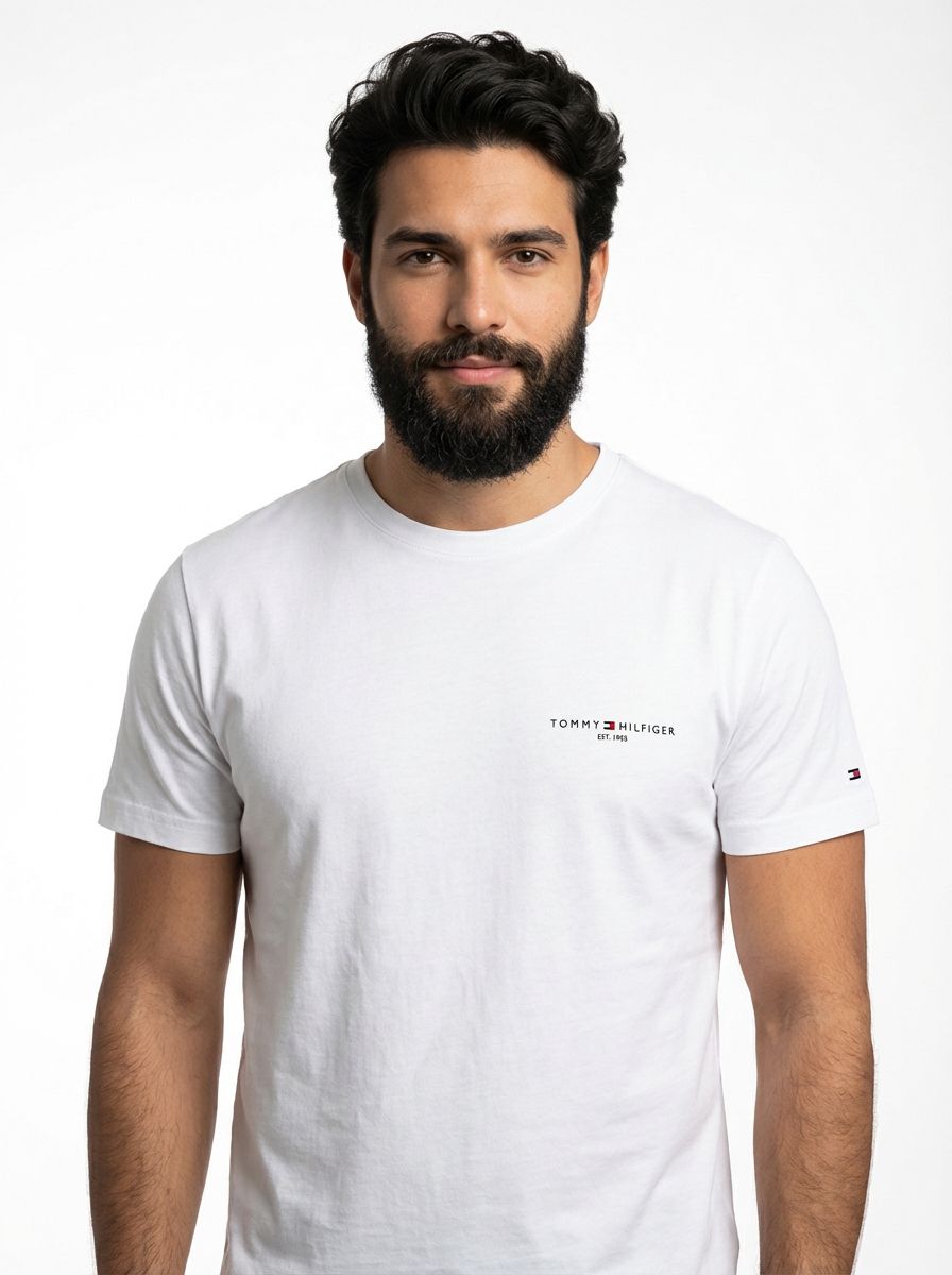 Camiseta TH Side Logo Flag Est. 1985 - Branca