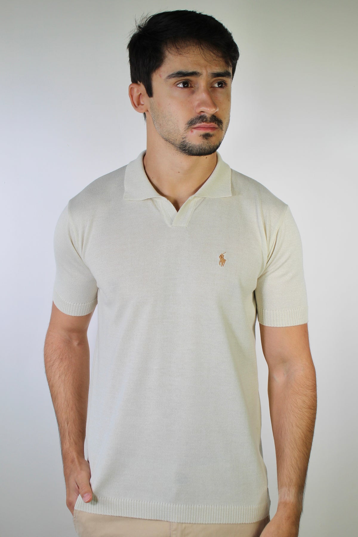 Camisa RL Polo Tricot Gola V - Creme