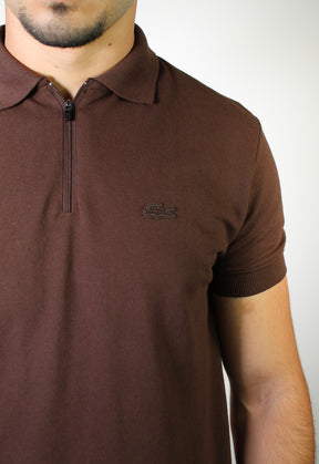 Camisa Gola Polo LCT Front Zipper - Marrom
