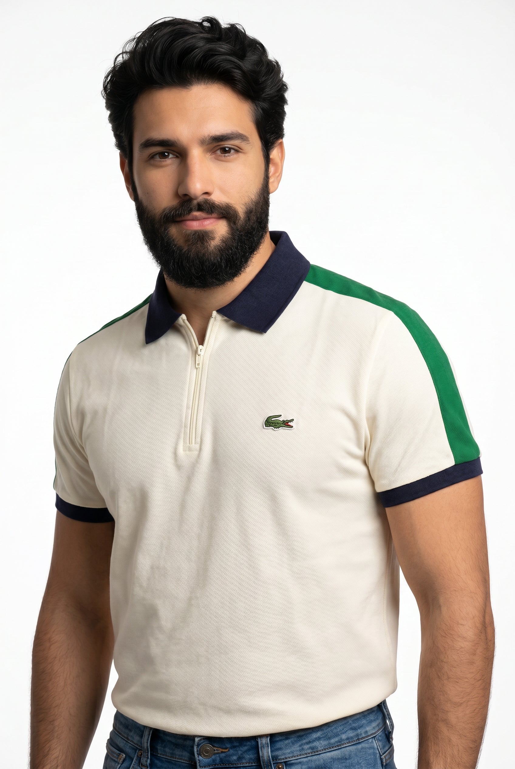Camisa Gola Polo LCT Legacy Contrast Zip - Off White