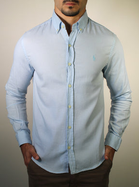 Camisa Social Linho RL Manga Longa Monochrome - Azul Bebê