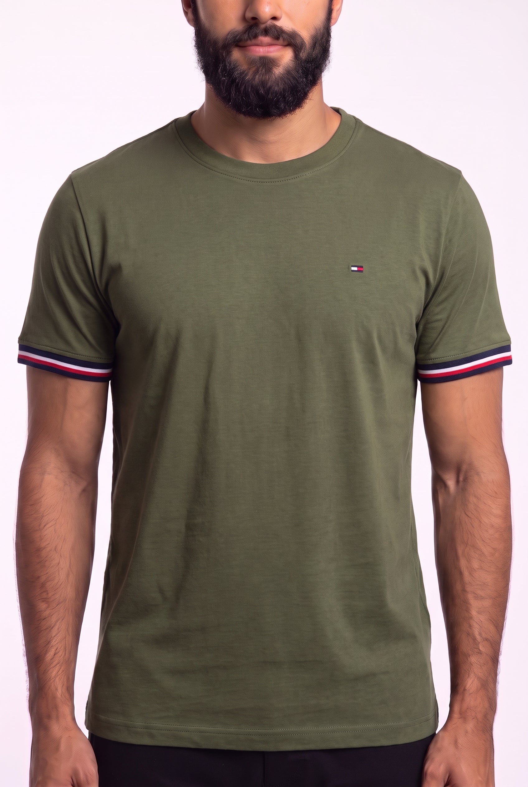 Camiseta TH Stripe Edge - Verde Musgo