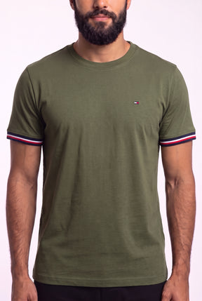 Camiseta TH Stripe Edge - Verde Musgo