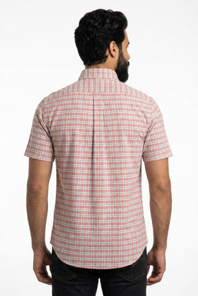 Camisa Social Manga Curta RL - Xadrez Rosewood Grid Rosa