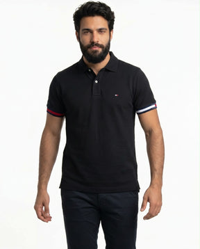Camisa Gola Polo TH Sleeve Stripe - Preta