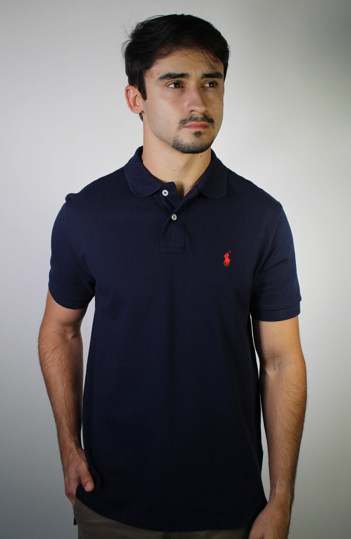 Camisa Gola Polo RL - Azul Marinho Small Pony Vermelho