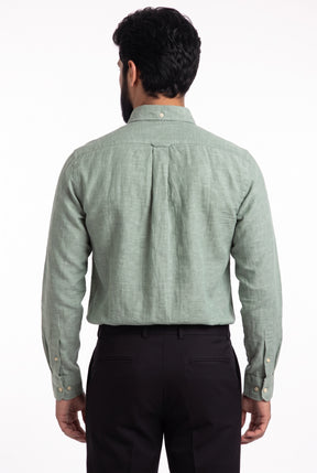 Camisa RL Longa Linho - Verde Aspargo Small Pony Dourado