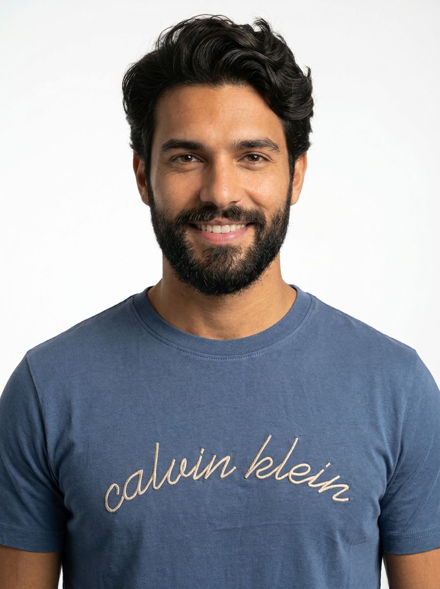 Camiseta CK Signature Script - Azul Acero