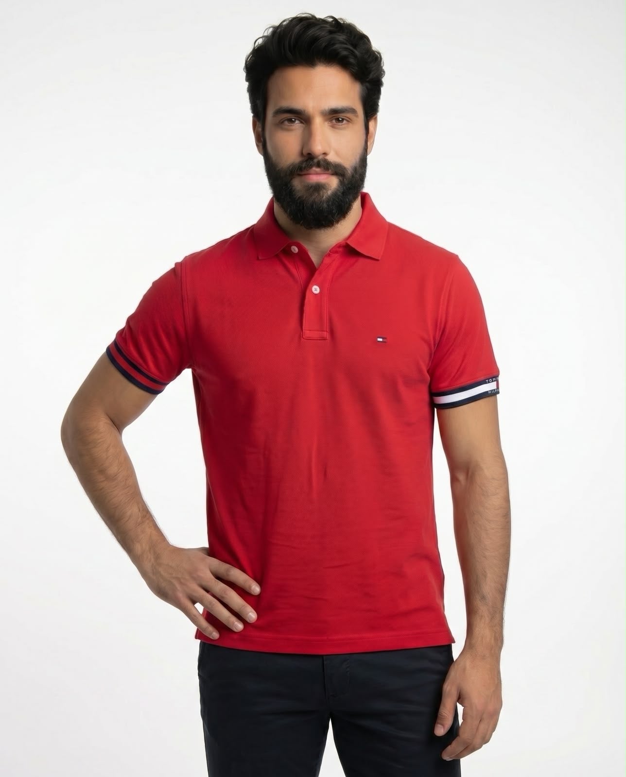 Camisa Gola Polo TH Sleeve Stripe - Vermelha