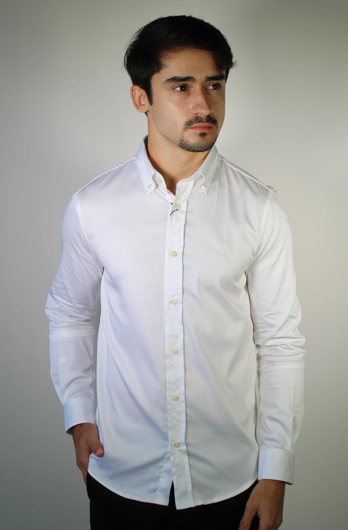 Camisa Social RL Acetinada  Manga Longa - Branca