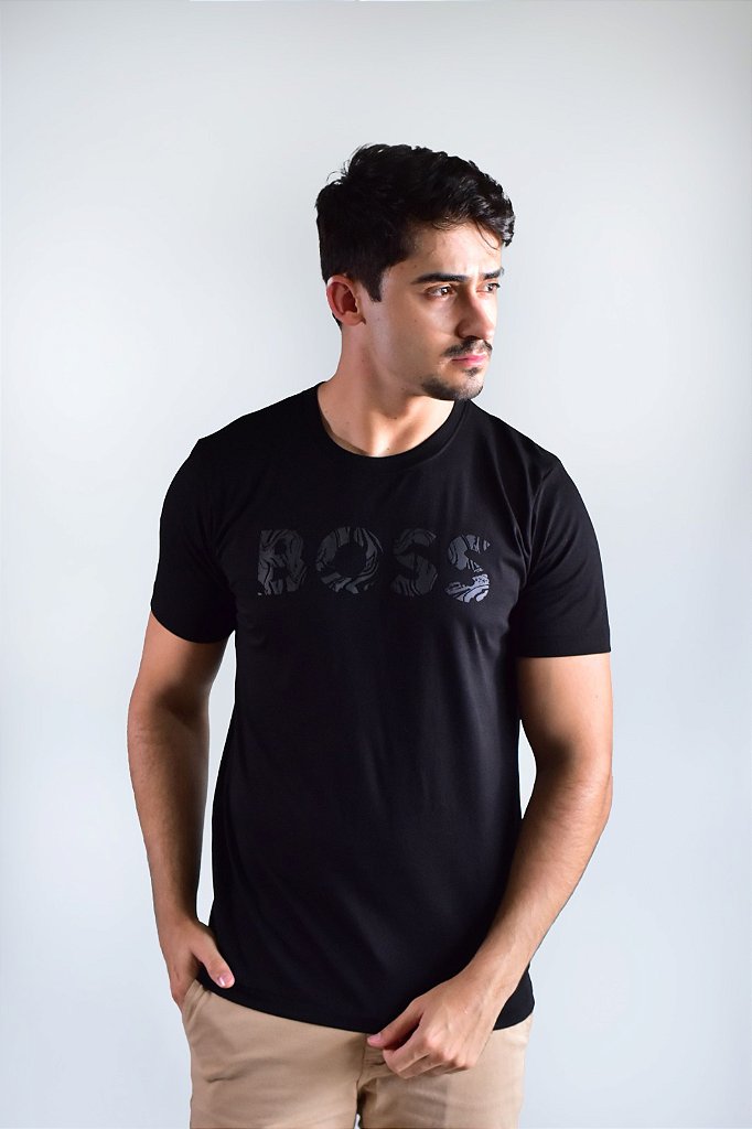 Camiseta Boss Brindle Print Logo - Preta