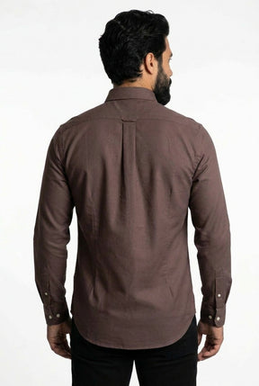 Camisa Social Lisa RL Manga Longa - Marrom