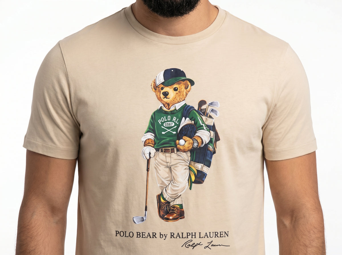 Camiseta RL Iconic Bear Golf Club - Bege
