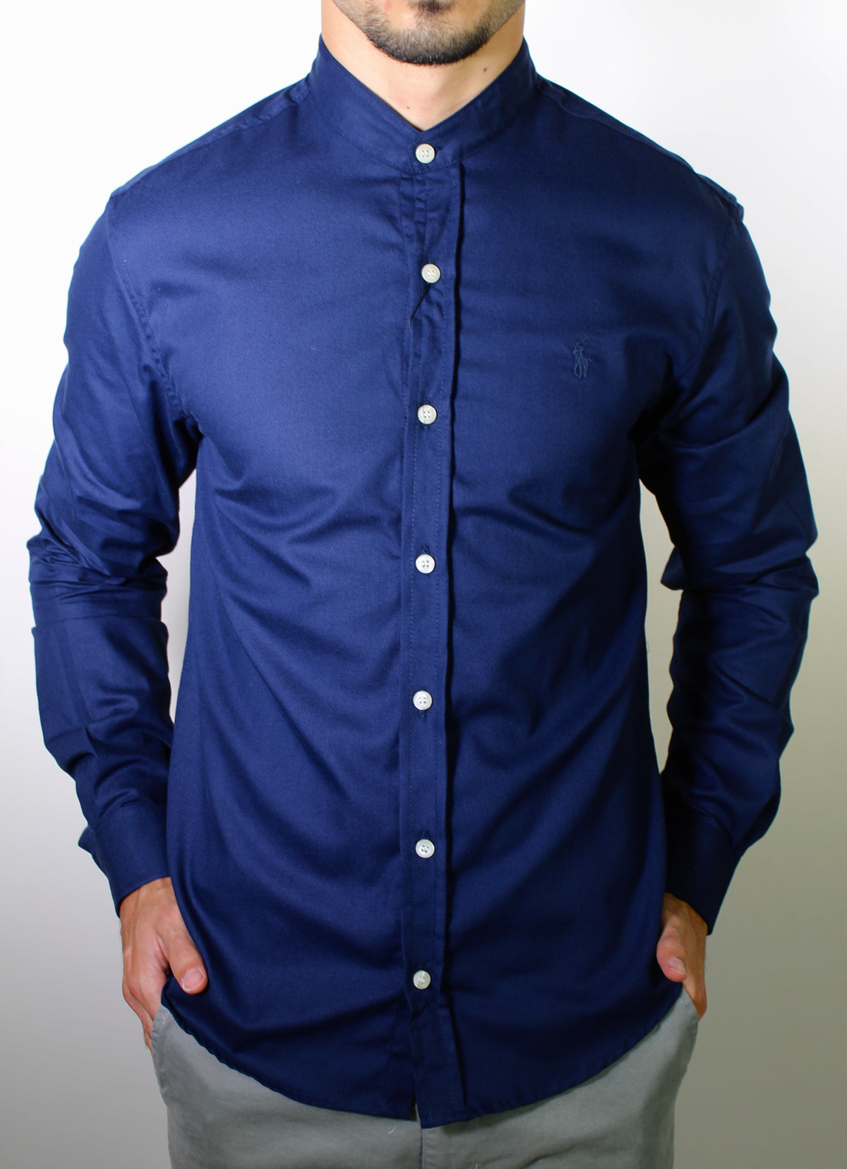 Camisa RL Manga Longa Gola Padre - Azul Marinho