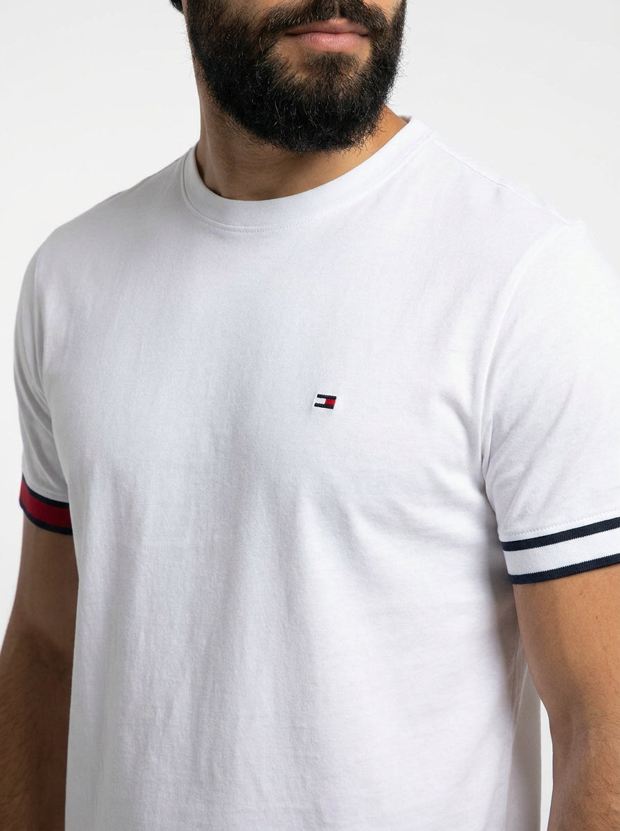 Camiseta TH Minimalist Sleeve Stripe - Off White