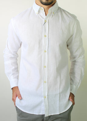 Camisa RL Manga Longa Linho - Branca Small Pony Monocromático