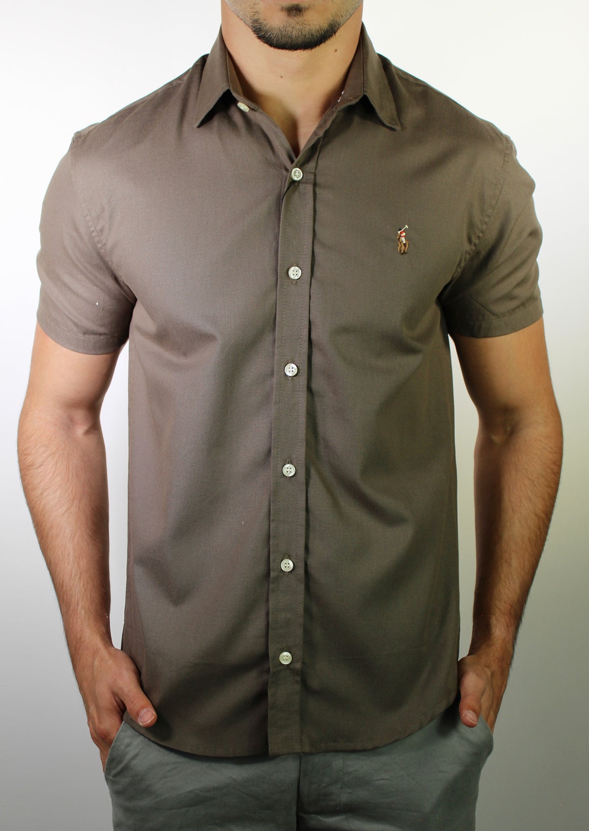 Camisa Social Manga Curta RL - Marrom