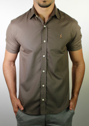 Camisa Social Manga Curta RL - Marrom