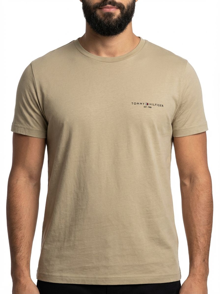 Camiseta TH Side Logo Flag Est. 1985 - Cáqui