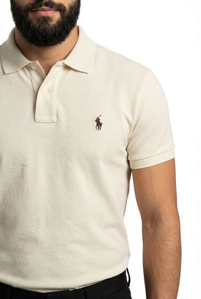 Camisa Gola Polo RL - Bege Small Pony Marrom