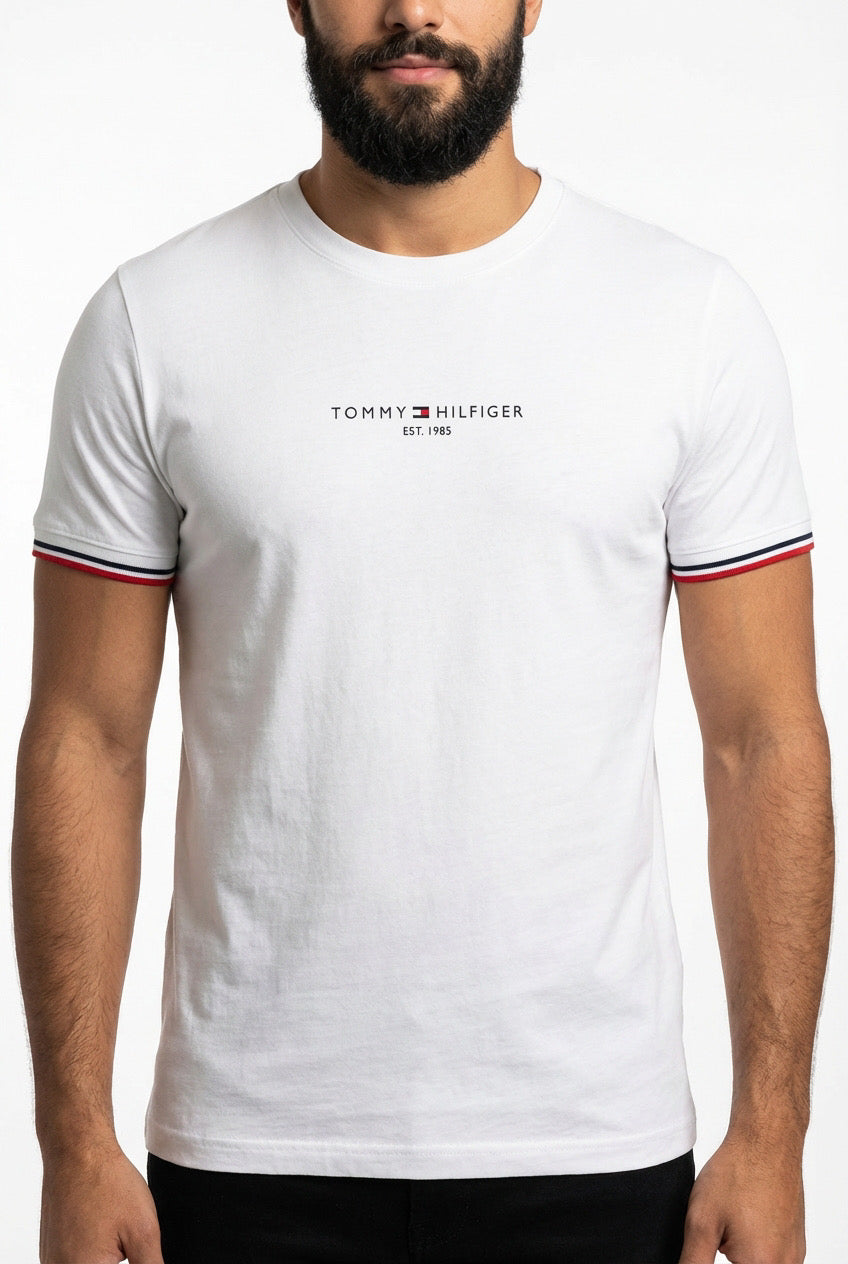 Camiseta TH Est. 1985 Band Sleeve - Off White