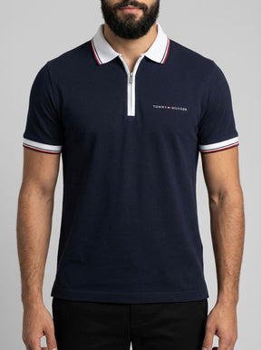 Camisa Gola Polo TH Essence Striped Zip - Azul Marinho