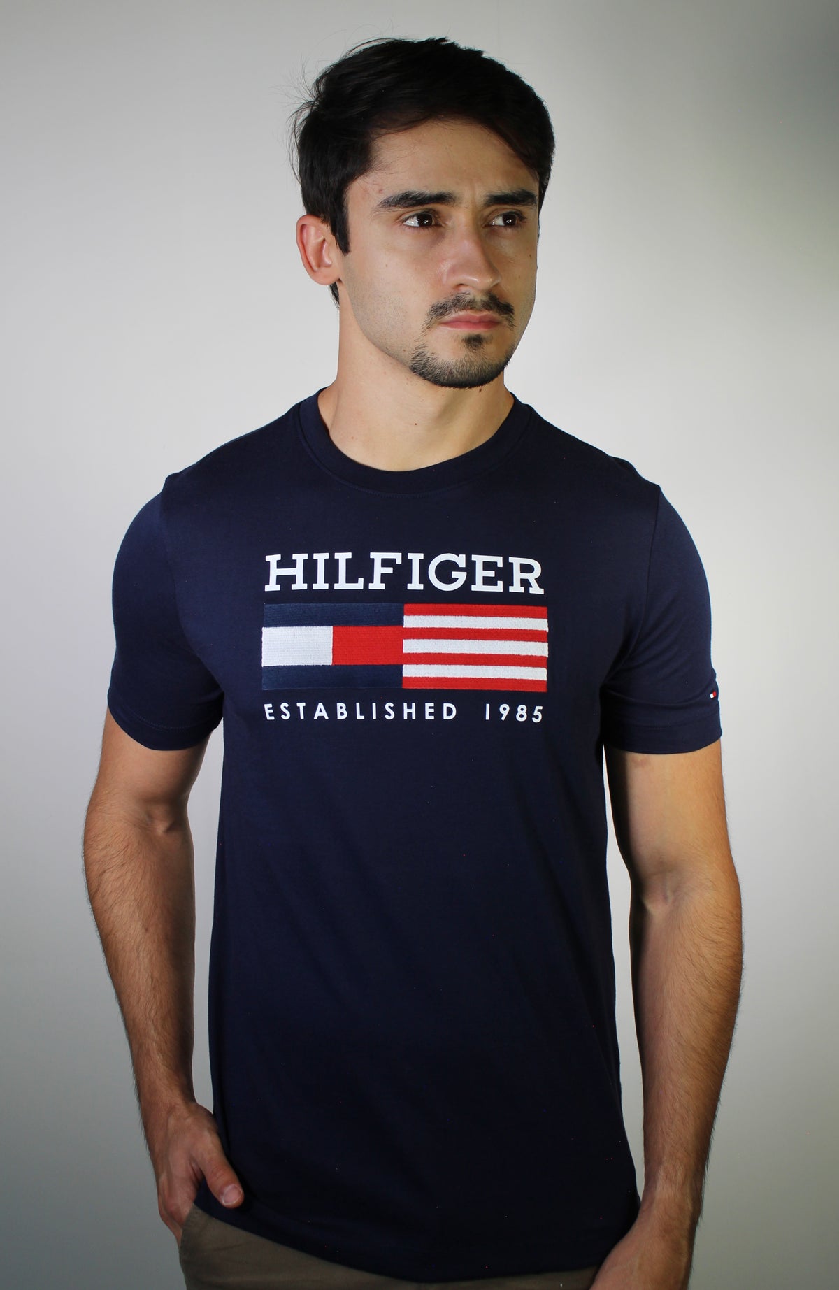 Camiseta TH Hilfiger Established 1985 USA Flag - Azul Marinho