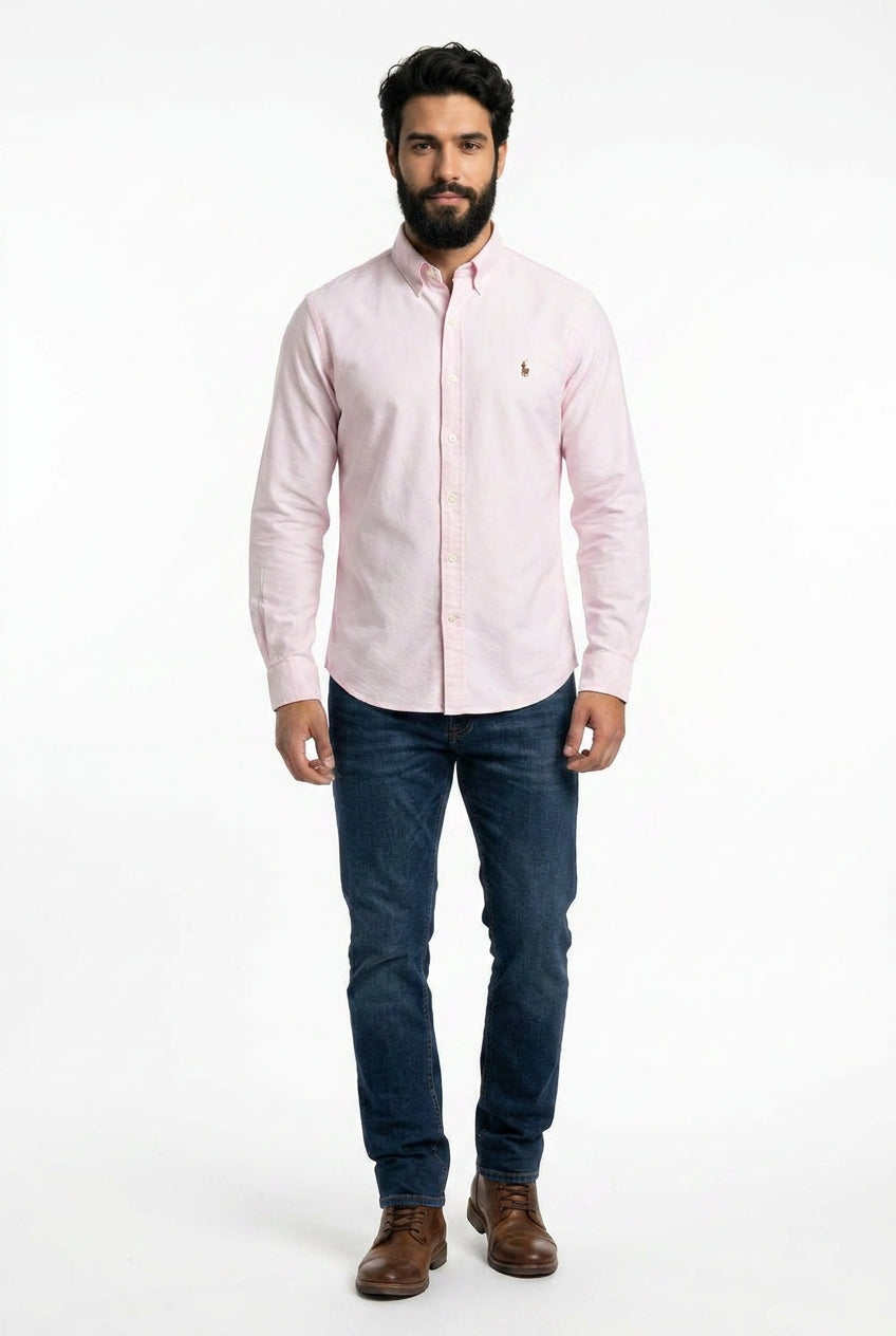 Camisa Social Lisa RL Manga Longa - Rosa