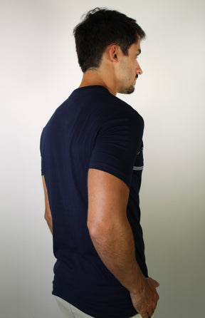 Camiseta TH Retro Striped Logo - Azul Marinho