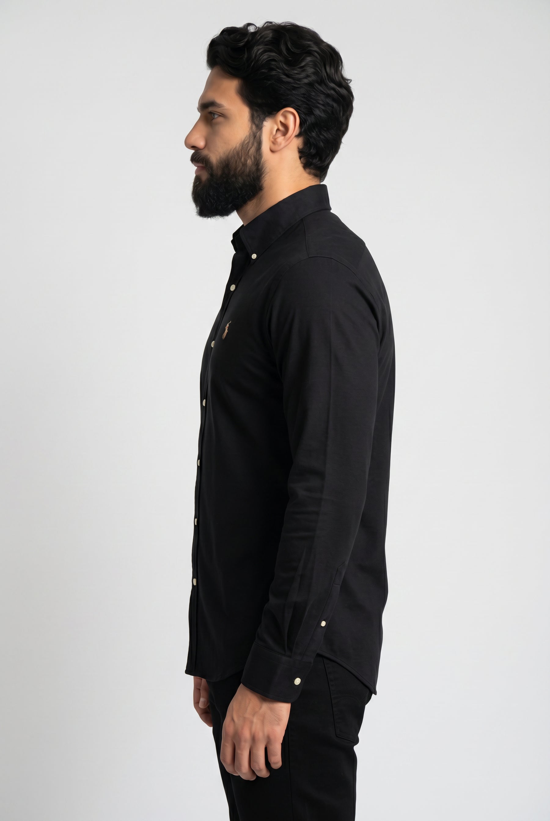 Camisa Social Lisa RL Manga Longa - Preta