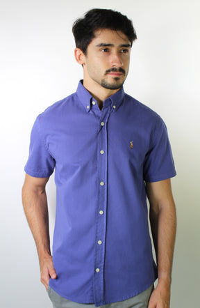 Camisa Social Manga Curta RL - Azul Lavanda