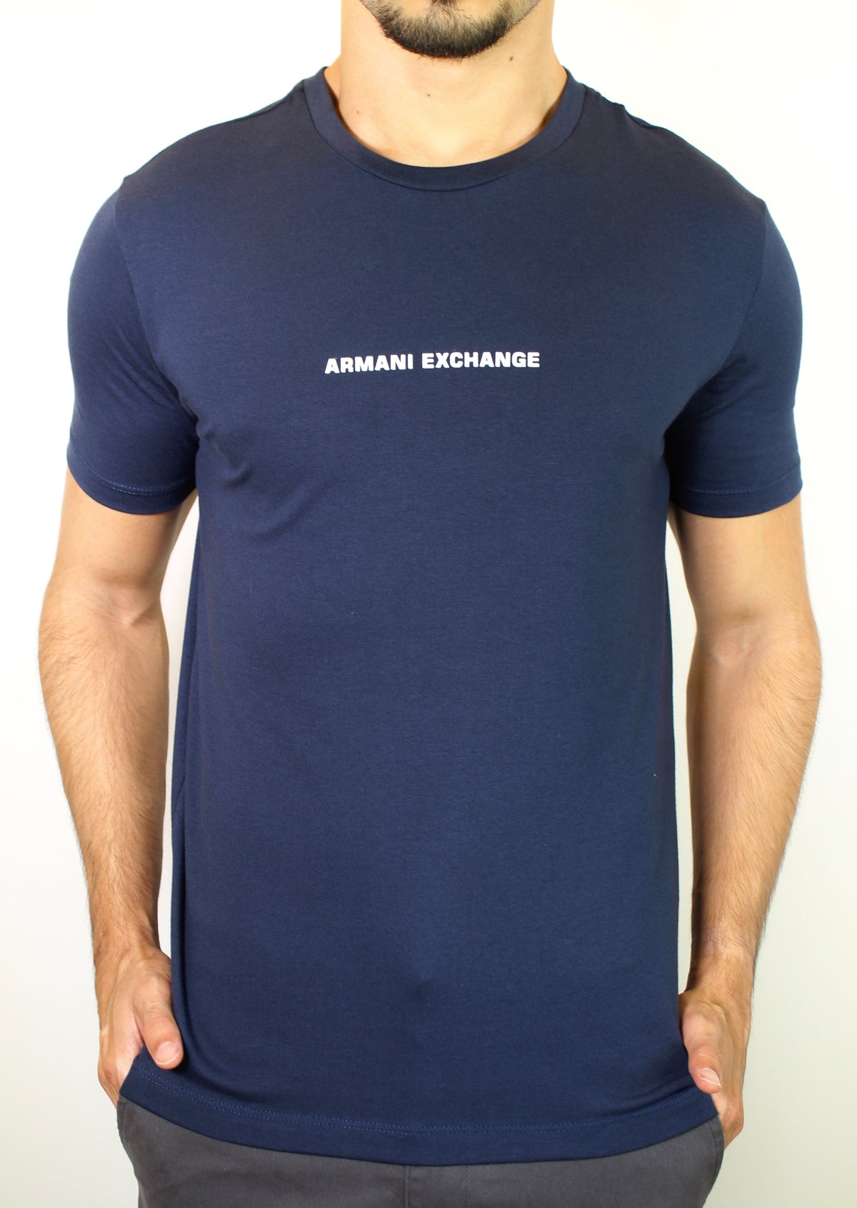 Camiseta AX Essencial Bold Logo Central - Azul Marinho