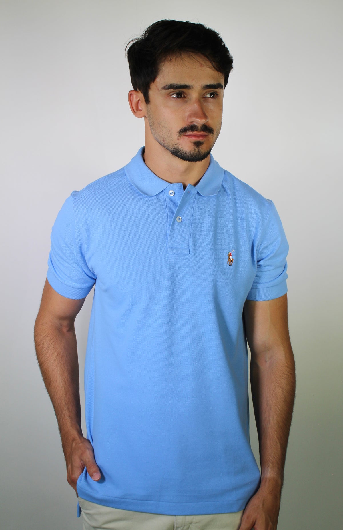 Camisa Gola Polo RL - Azul Celeste Small Pony Colorido