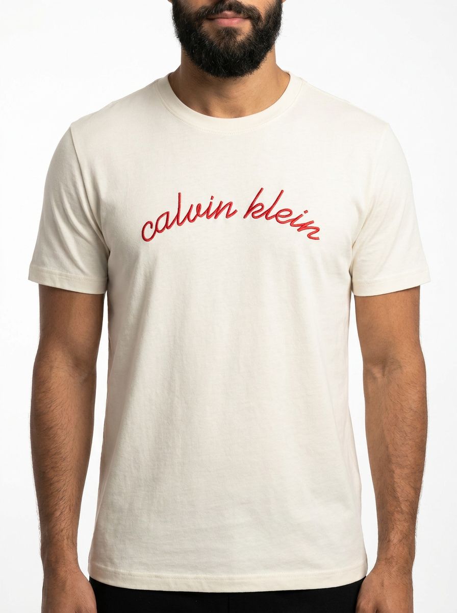Camiseta CK Signature Script - Off White