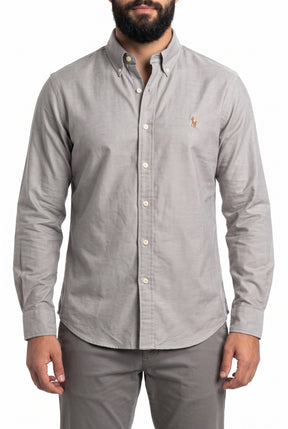 Camisa Social Lisa RL Manga Longa - Marrom Mescla