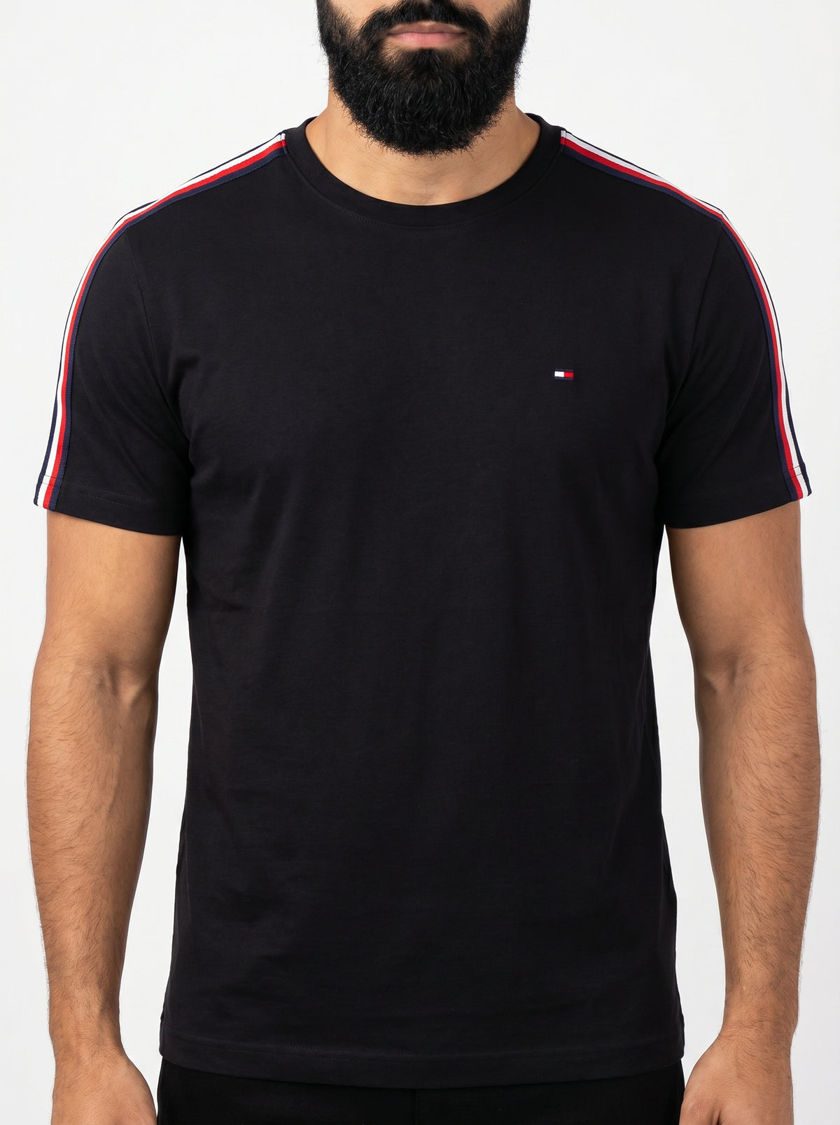 Camiseta TH Shoulder Stripe - Preta