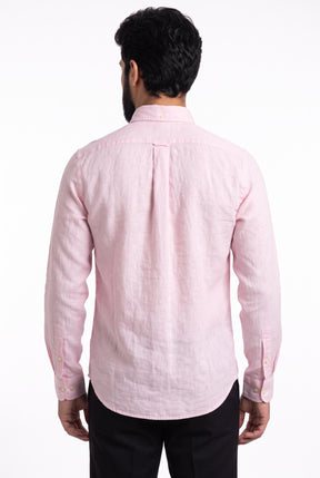 Camisa RL Longa Linho - Rosa Small Pony Azul