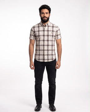 Camisa Manga Curta RL - Nottingham Check Xadrez Marrom